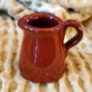 VINTAGE Miniature Tiny Brown Pottery Creme pitcher Dollhouse tea party